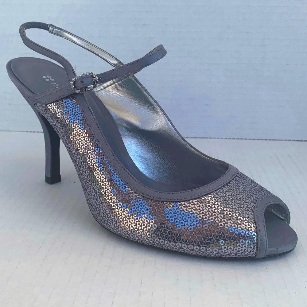 Naturalizer Silver Sequins Slingback Sandals - Picture 3 of 11